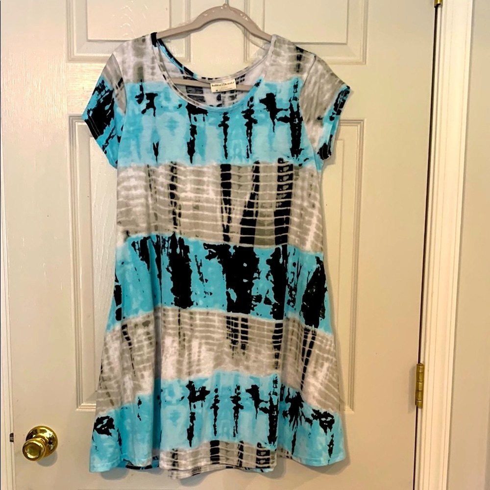 Stylish Blue Tie-Dye Women’s Dress Medium